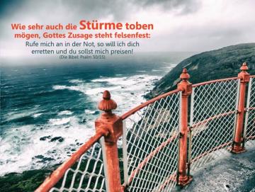 Poster A3 - Blick von Leuchtturm auf tobendes Meer