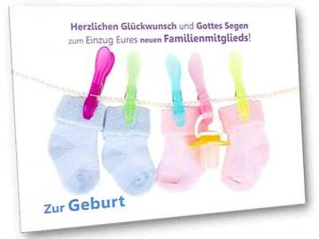 Geburtskarte: Babysöckchen auf Leine
