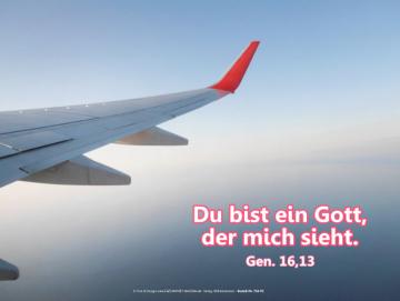 Poster A3 Jahreslosung 2023 -Blick aus Flugzeugfenster auf Tragfläche