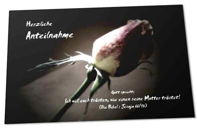Christliche Trauerkarte: Rosenknospe