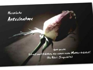 Christliche Trauerkarte: Rosenknospe