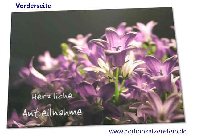 Christliche Trauerkarte: Ballonblumen