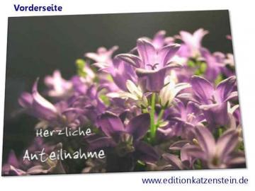 Christliche Trauerkarte: Ballonblumen