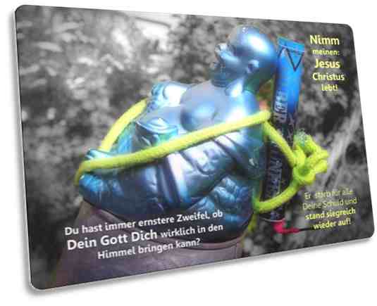 Postkarte: Buddha-Statue m. Feuerwerkskörper