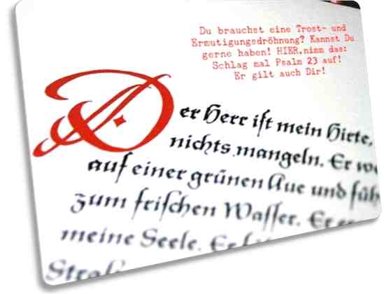 Blatt mit dem Psalm 23