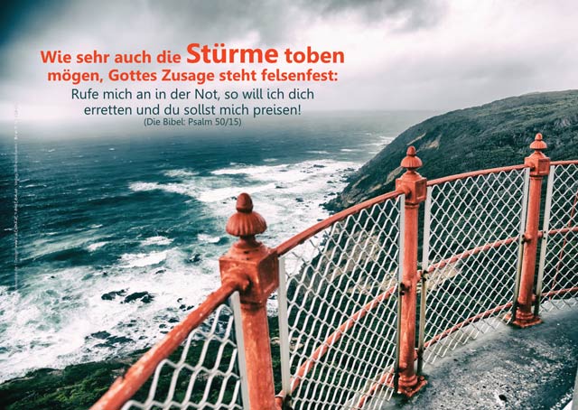 Poster A1 - Blick von Leuchtturm auf tobendes Meer