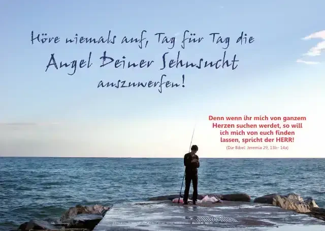 Christliches Poster A4 - Angler am Meeresufer