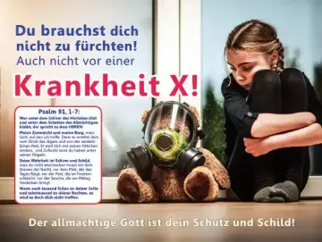 Christliches Poster A3 - Mädchen mit Atemmasken-Teddy