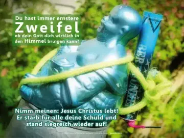 Christliches Poster A2 - Buddha-Statue m. Feuerwerkskörper