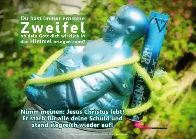 Christliches Poster A3 - Buddha-Statue m. Feuerwerkskörper