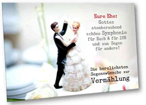 Hochzeitskarte: Hochzeitspaarfiguren auf Hochzeitstorte