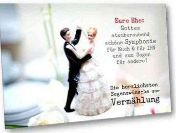 Hochzeitskarte: Hochzeitspaarfiguren auf Hochzeitstorte