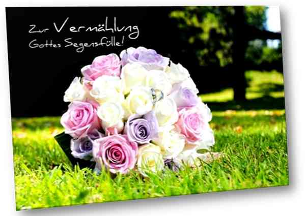 Hochzeitskarte: Brautstrauß im Gras