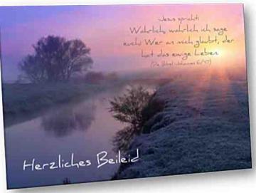 Christliche Trauerkarte: Flusslandschaft