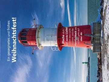 Poster Weihnachten A2: Leuchtturm Warnemünde