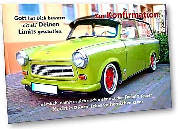 Konfirmationskarte: Grüner Trabi