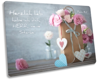 Postkarte Motiv: Papiertüte mit Rosen