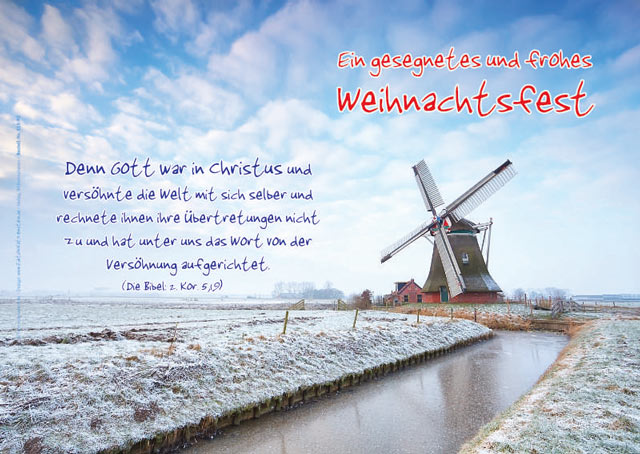 Poster Weihnachten A1: Windmühle in Winterlandschaft