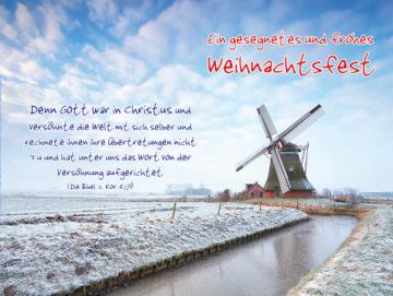 Poster Weihnachten A1: Windmühle in Winterlandschaft