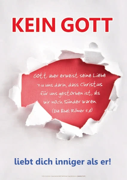 Christliches Poster A2 – „KEIN GOTT liebt dich inniger als er!“ | Römer 5,8