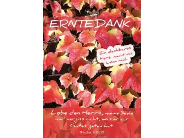 Christliches Poster A2 – Bunt gefärbte Weinblätter – Erntedank – Psalm 103,2