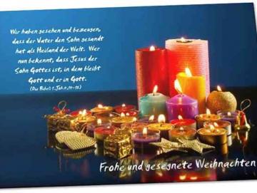 Christliche Weihnachtskarte: Kerzensammlung