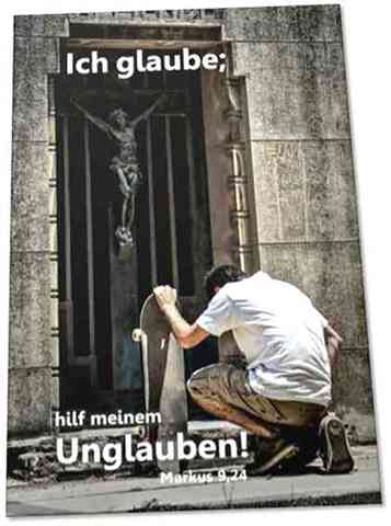 Poster Jahreslosung 2020: Betender Skater- Plakat DIN A2
