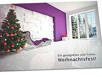 Christliche Weihnachtskarte: Modernes Wohnzimmer