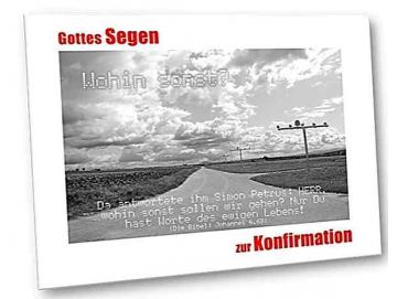 Konfirmationskarte: Feldweg und Flughafenbefeuerung