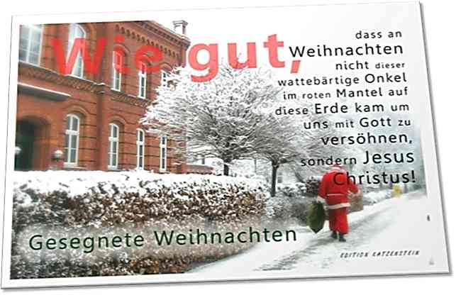 Weihnachtskarte: Weihnachtsmann im Einsatz