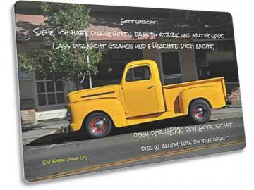 Karte: Gelber Pickup-Oldtimer