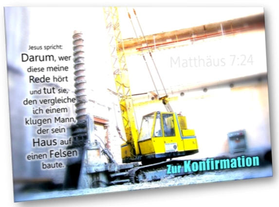 Konfirmationskarte - Altmodischer Raupenkran
