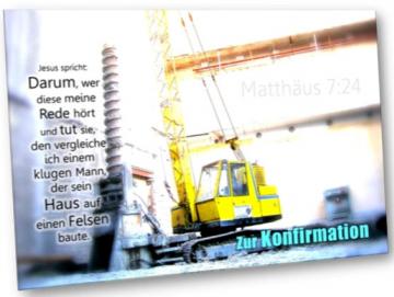 Konfirmationskarte - Altmodischer Raupenkran