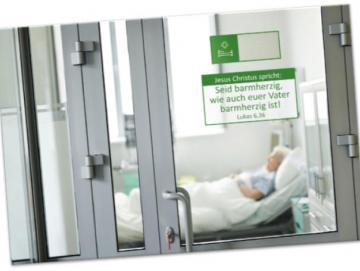 Christliche Faltkarte: Blick in Krankenzimmer