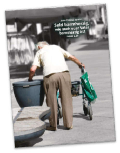 Christliche Poster A4 - Rentner am Mülleimer