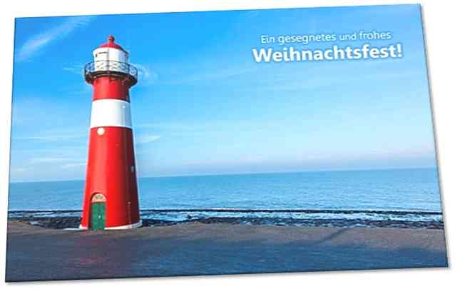 Weihnachtskarte: Roter Leuchtturm