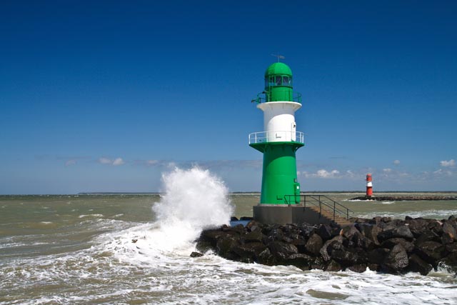 Leinwanddruck: Leuchtturm-Molenfeuer Warnemünde