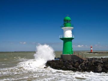 Leinwanddruck: Leuchtturm-Molenfeuer Warnemünde