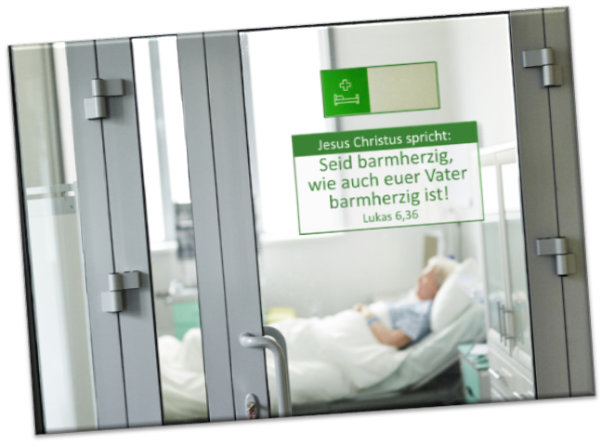 Kühlschrankmagnet:  Blick in Krankenzimmer- 10er-Set