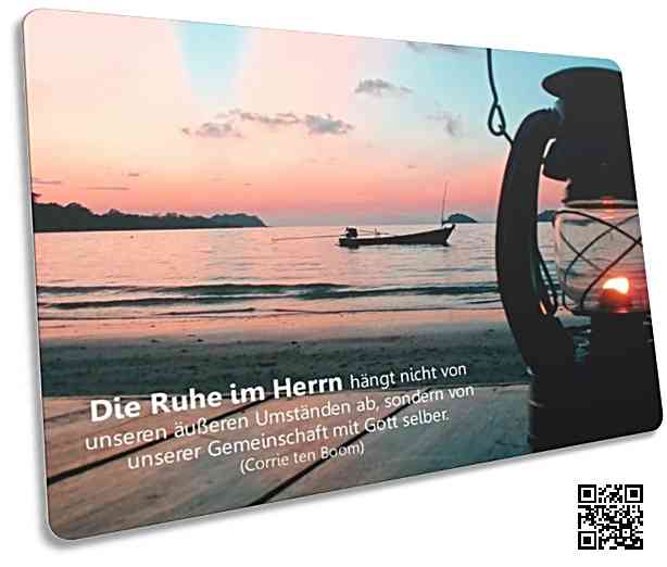 Postkarte: Petroleumlaterne am Meeresufer