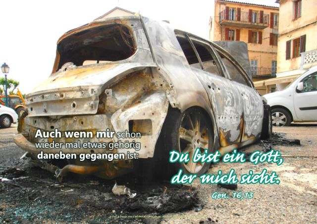 Banner Jahreslosung 2023 - Ausgebranntes Autowrack