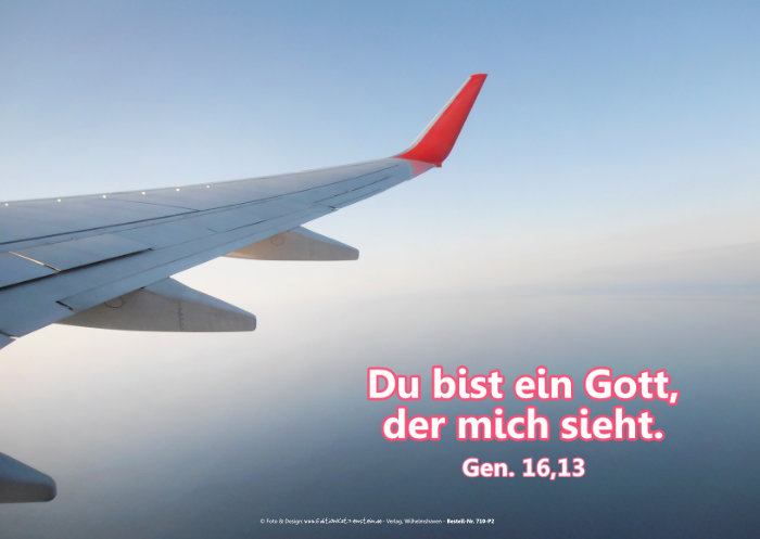 Banner Jahreslosung 2023 - Blick aus Flugzeugfenster auf Tragfläche