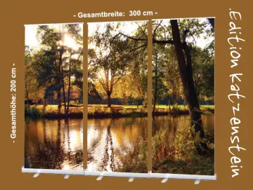 Bestatterbedarf, Dekoration: Roll-Up Display "Stadtparkteich im Herbst"