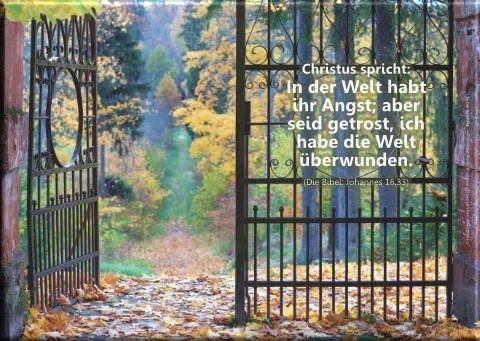 Bestatterbedarf Leinwanddruck: Offenstehendes Parktor