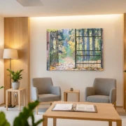 Bestatterbedarf Leinwanddruck: Offenstehendes Parktor