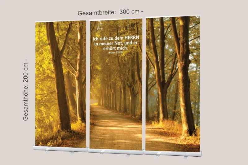 Bestatterbedarf: Roll-Up Display 2er-Set-Baumallee