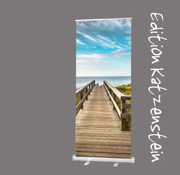 Bestatterbedarf: Roll-Up Display 2er-Set-Holzweg zum Strand