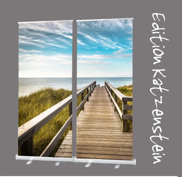 Bestatterbedarf: Roll-Up Display 1er-Set-Holzweg zum Strand