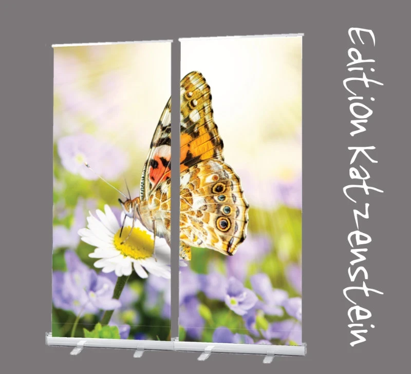 Bestatterbedarf: Roll-Up Display 3er-Set "Diestelfalter"