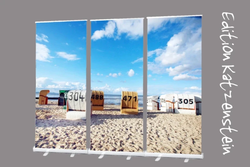 Bestatterbedarf: Roll-Up Display Set "Strandkörbe am Nordseestrand“